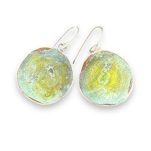 Large copper discs (patina)