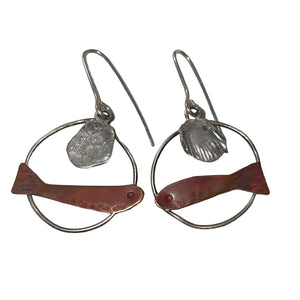 Copper fish earrings